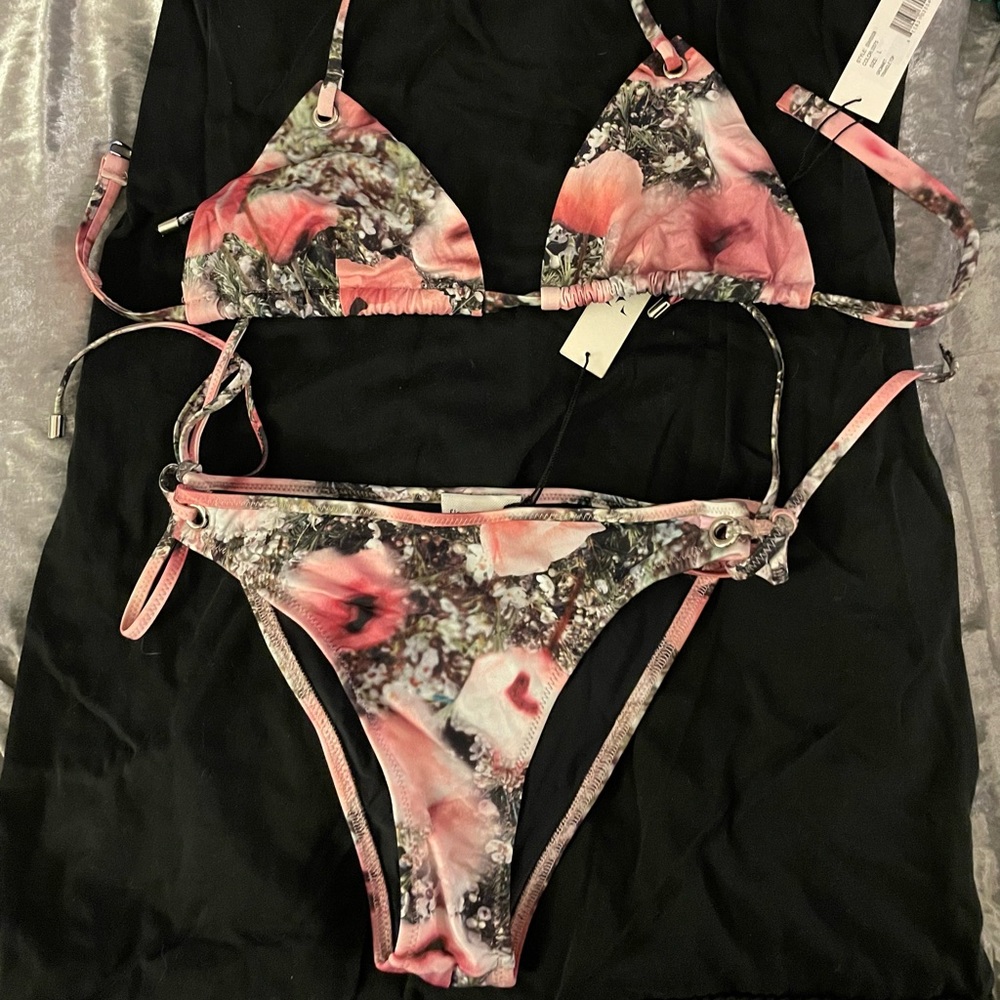 Fleur du mal bikini- pink and black floral print